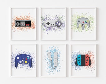 Retro Videospiel Controller Drucke: Gamer Raum Dekor, 6er Set (Digitaler Download)