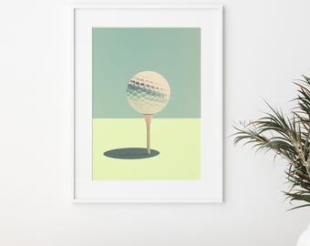 Minimalist Golf Ball Art Print: Modern Sports Illustration (Digital Download)