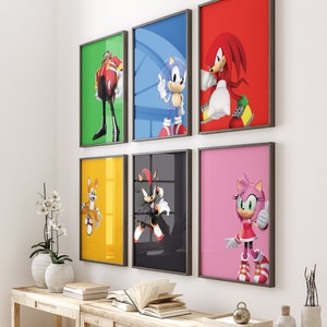 Colorful Sonic Character Prints: Kids Gaming Room Decor (Digital Download)