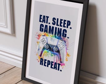 Gaming Controller Art Print, Gamer Room Decor (Digital Download)