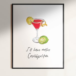 Margarita Cocktail Bar Decor, Afdrukbare kunst aan de muur, Kosmopolitisch, Geweldig cadeau-idee, Bar Cart Decor, Drink Puns,
