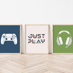 Gaming wall Art Prints, Digital Print, PS Wall Decor, Set of 3, Gaming Room Decor, Video Game Print, Boys room, 5 Sizes, Gaming Prints