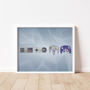 Retro video game controller Wall Decor, Digital Print, Game room poster, Geeky art, Gaming room, Landscape, Gaming Print, Polygonal texture