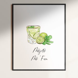 Margarita Cocktail Bar Decor, Afdrukbare kunst aan de muur, Mojito, Geweldig Cadeau Idee, Bar Cart Decor, Drink Puns,