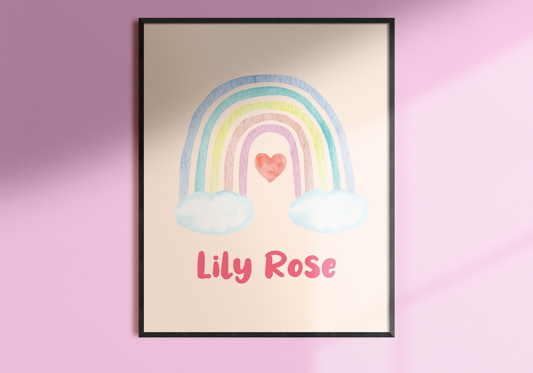 Personalized Baby Name Nursery Wall Art Rainbow Colorful Etsy