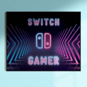 Switch Gamer wall Art Prints, Digital Print, NEON switch Wall Decor, Gaming Room Decor, Video Game Print, 5 Sizes, joycons, Switch gaming