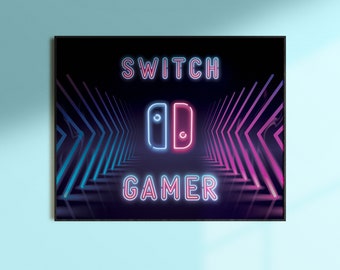Neon Switch Gamer Print: Video Game Room Decor (Digital Download)