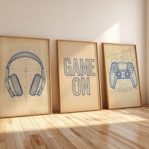 Affiches murales de jeux vidéo, croquis de jeux vidéo, art pour gamers, posters pour chambre de garçon, lot de 3 (téléchargement numérique)
