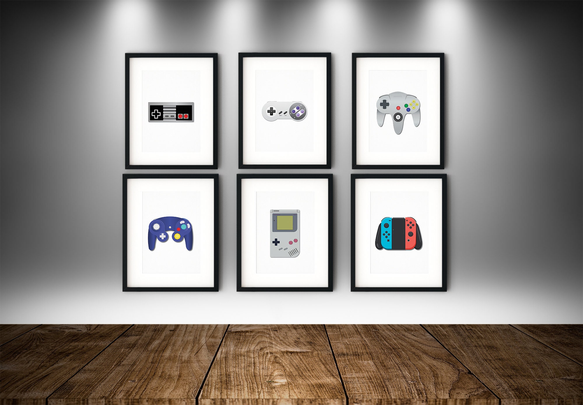 Retro Game Controller Prints: Geeky Gaming Room Wall Decor (set of 6 ...