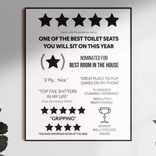 Bathroom Review Poster, Washroom Bathroom Decor, Printable Wall art, Above the Toilet, Great Gift Idea, Funny Decor, Poop jokes,gift for dad