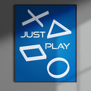 JUST PLAY, play station Symbols Wall Decor, Digital Prints, Video Game Room Poster, Gift for Teen, Gaming room, gamer art