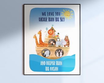 Noah's Ark Nursery Print: Bible Verse, Christian Decor (Digital Download)