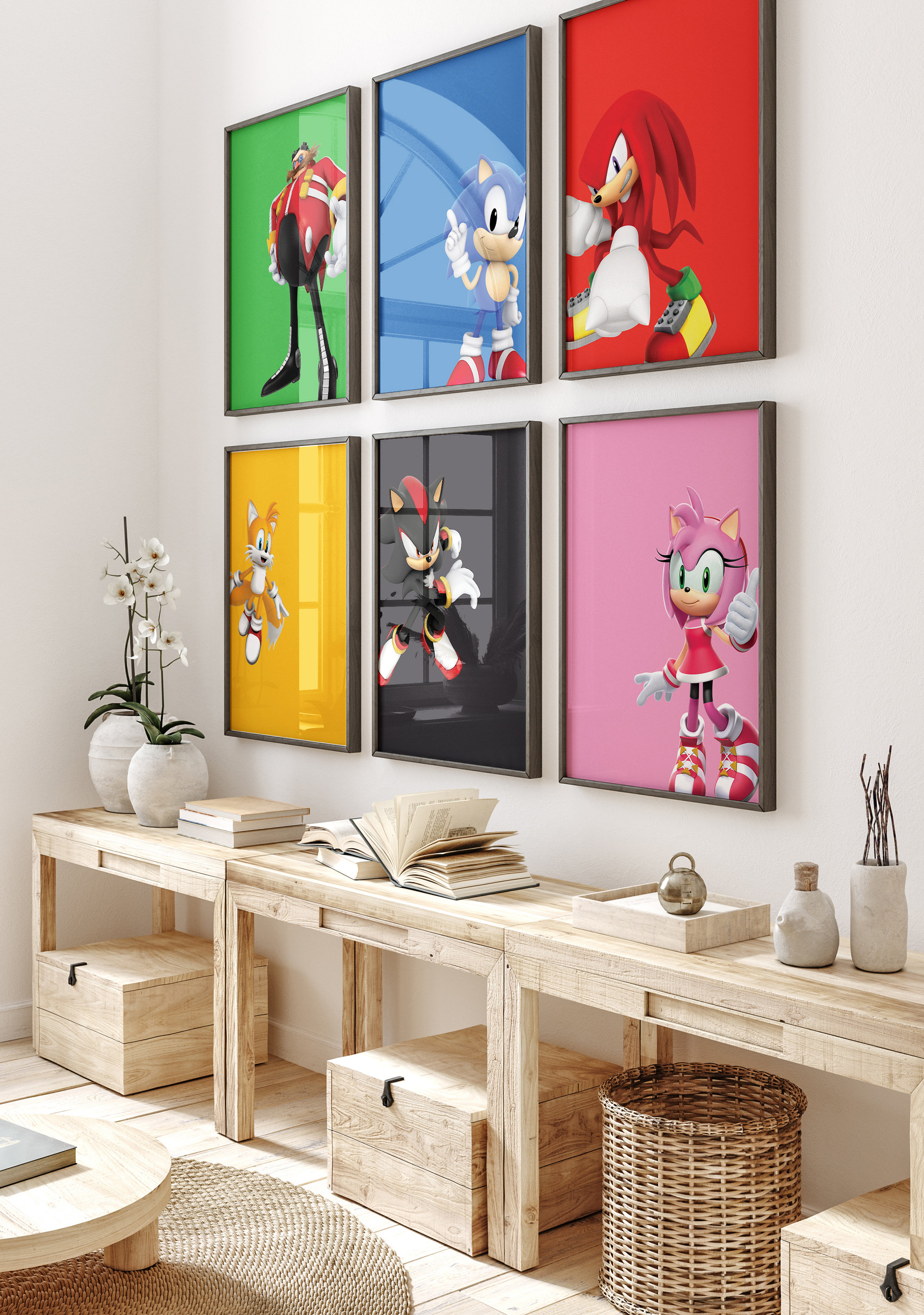 Colorful Sonic Character Prints: Kids Gaming Room Decor (Digital Download)