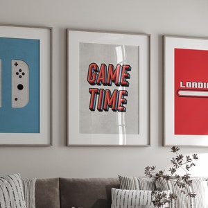 Gaming wall Art Prints, Digital Print, switch Wall Decor, Set of 3, Gaming Room Decor, Video Game Print, Man Cave Sign, 5 Sizes, joycons