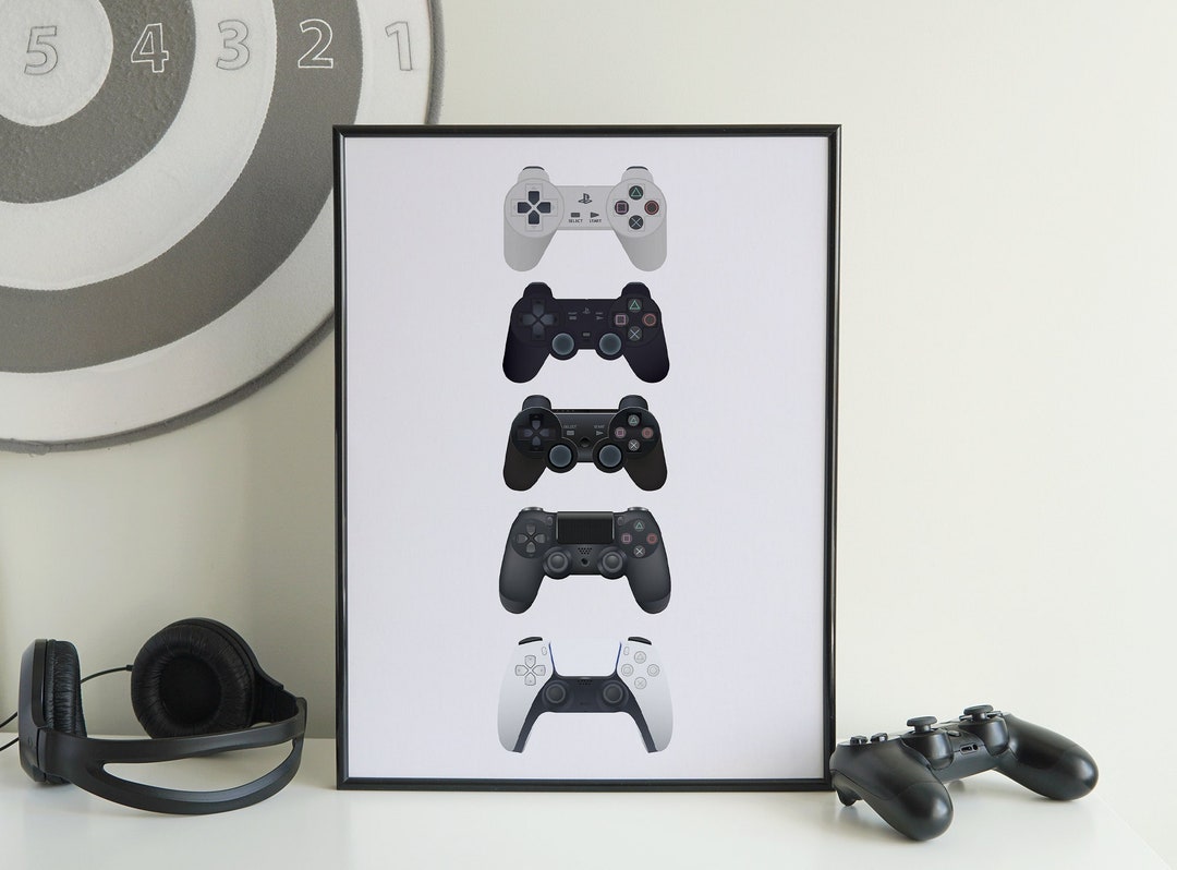 PS Controller Evolution Wall Decor, Digital Print, Game Room Poster