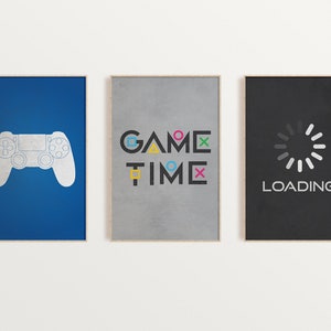 Gaming wall Art Prints, Digital Print, PS Wall Decor, Set of 3, Gaming Room Decor, Video Game Print, Man Cave Sign, 5 Sizes, Gaming Prints