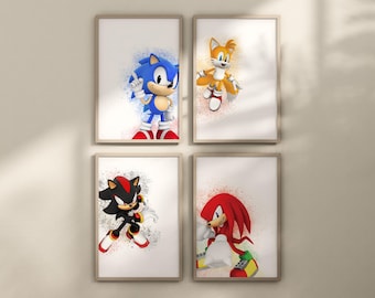 Sonic the Hedgehog Print Set, Sonic Download, Boys Room, Kids Room Decor,, Set of 4 (Digital Download)