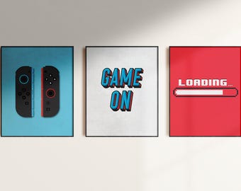 Switch Art Work, Jungenzimmer Poster, Game On, Pixel Art Prints (Digitaler Download)