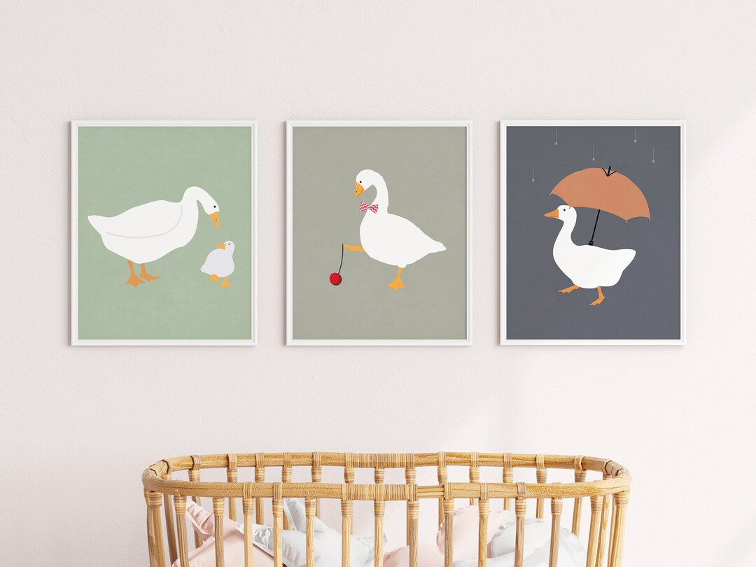 Cute Goose Print, Digital Printable Poster, Neutral Nursery Wall Decor ...