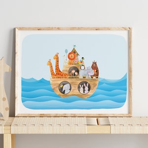 Noah&#39;s Ark Nursery Print: Christian Bible Art (Digital Download)