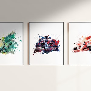Racing Art Prints, F1 car print set, digital printable poster, set of 3, Print for boys room, Sports Decor, Race cars, kids room theme