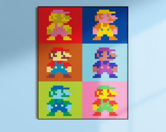 Mario Gaming poster, Wall Decor, Digital Prints,Video Game Room Poster, Modern Pop art, preppy poster, Man Cave Wall art, Mario art