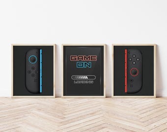 Switch 2 Gamer Wall Art Prints: Neon Joy-Cons, Set of 3 (Digital Download)