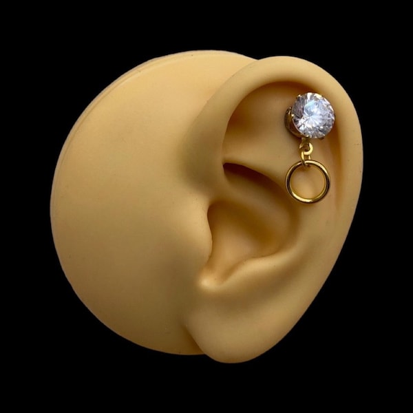Magnetic zircon earrings with dangling hoop