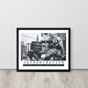 Gym Motivational Poster Wall Art, Determination, Framed Poster, Artwork Wall Decor For Hustle, Workout, Bodybuilding, Fitness, Powerlifting