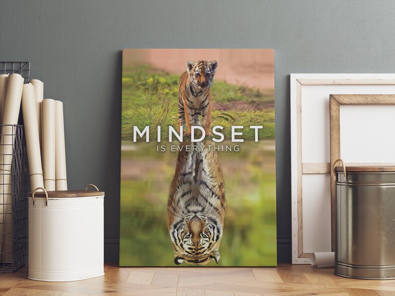 Mindset is Everything Tiger Wall Art Office and Gym Decor Etsy