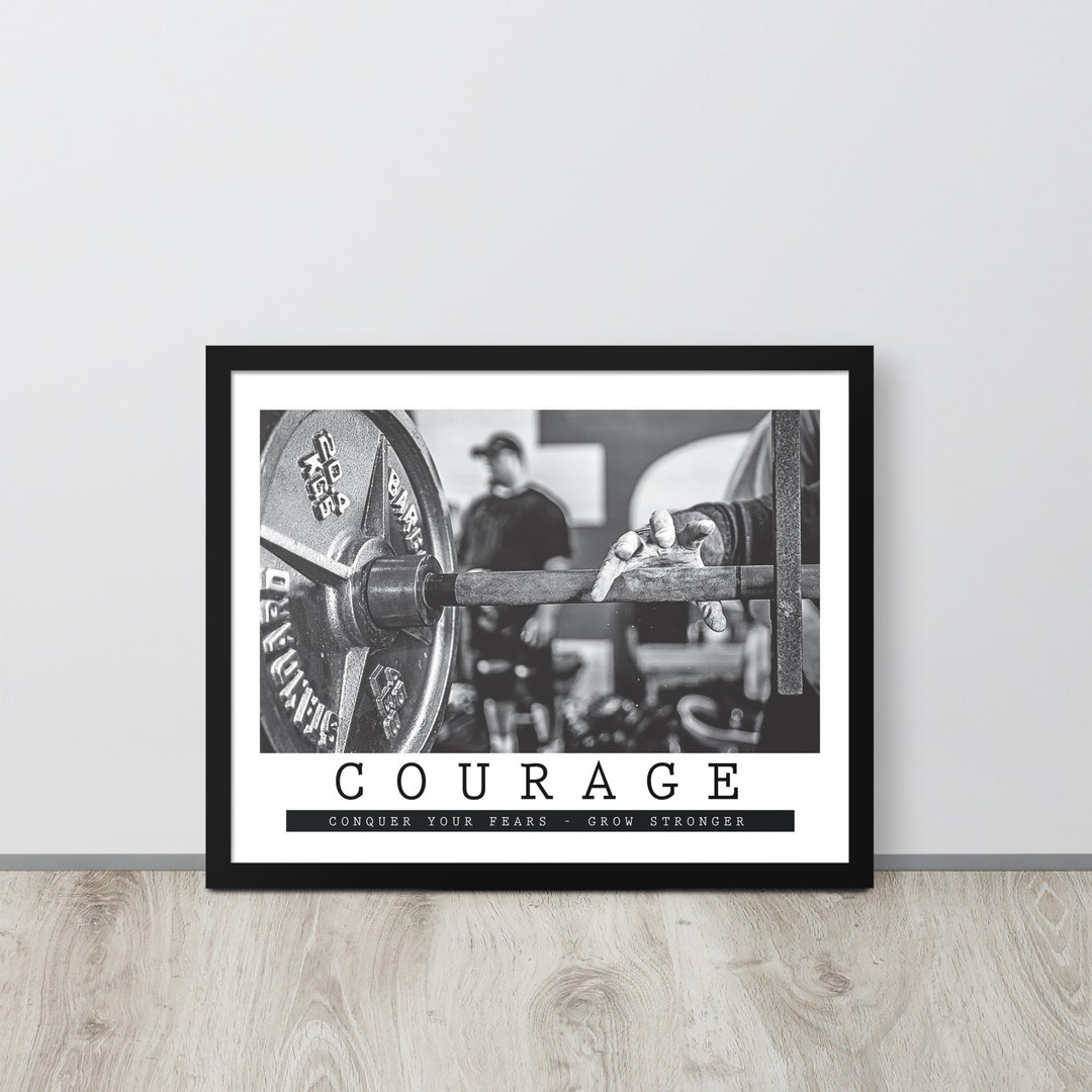 Motivational Poster Wall Art, Courage, Framed Poster for Gym, Artwork ...