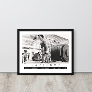 Gym Poster, Motivational Wall Art, Patience, Framed Poster, Artwork Wall Decor For Hustle, Workout, Bodybuilding, Fitness, Powerlifting