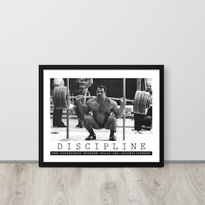 Gym Motivational Poster Wall Art, Discipline, Framed Poster, Artwork Wall Decor For Hustle, Workout, Bodybuilding, Fitness, Powerlifting