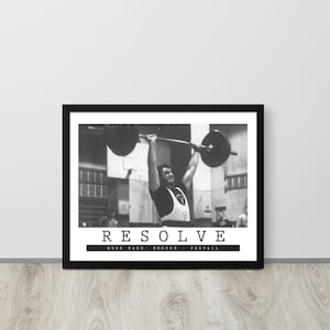 Weightlifting Poster, Motivational Wall Art, Resolve, Framed Poster, Artwork Wall Decor, Gym, Workout, Bodybuilding, Fitness, Powerlifting