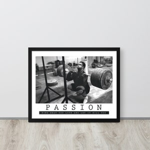 Gym Poster, Motivational Wall Art, Passion Framed Poster, Artwork Wall Decor For Hustle, Workout, Bodybuilding, Fitness, Powerlifting