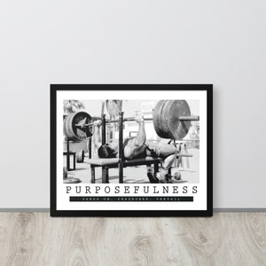 Bodybuilding Poster, Motivational Wall Art, Purposefulness, Framed Poster, Artwork Wall Decor, Hustle, Workout, Gym, Fitness, Powerlifting