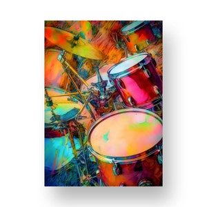 Affiche du kit de batterie | Affiche abstraite du kit de batterie | Tambours | Art | Décoration murale | Affiche de haute qualité | Parfait pour les musiciens | Résumé 7