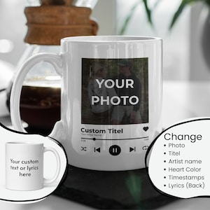 Custom Music Mug | Music Player Mug | Mug With Photo | Song Player | Personalized Mug | Customizable Mug | Music Song Mug