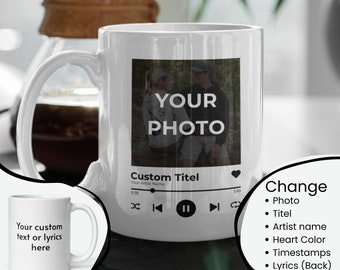 Tasse de musique personnalisée | Tasse personnalisée | Tasse avec photo | Tasse personnalisée | Tasse personnalisable | Tasse de piste de musique