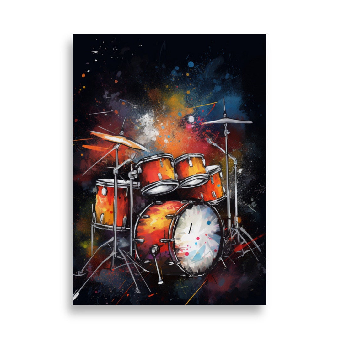 Drum Kit Poster Abstract Drum Kit Poster Drummer Wall - Etsy