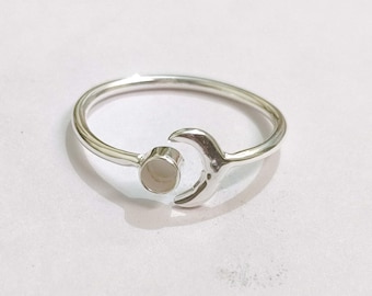 Moon Round Bezel Ring blank, Round Cabochon, Cab Resin Glue Pad Breast Milk, DIY jewelry supplies, build your ring, diy ring