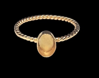 Gold Plated Rope Oval Bezel Cup Ring blank, Oval Cabochon, Cab Breast Milk, DIY jewelry supplies, build your ring, wholesale jewelry, diy