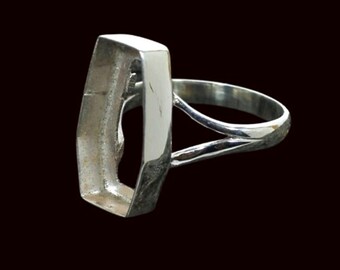 925 Sterling Solid Silver Coffin Blank Bezel Ring, Good for Stone, Resin & Ashes, Keepsake/Breastmilk DIY Crafts