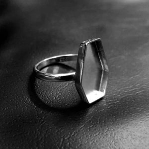 925 sterling silver coffin ring collet 17 x 10 mm coffin shape handmade blank bezel cup for ring making metal casting for setting1