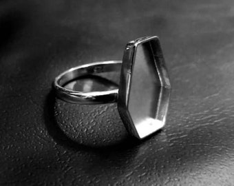 925 sterling silver coffin ring collet 17 x 10 mm coffin shape handmade blank bezel cup for ring making metal casting for setting1