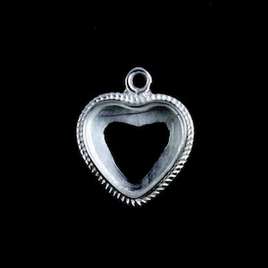 Heart rope pendant 925 Sterling Silver blank setting, Heart Pendant Bezel Setting, Blank Heart Shape Pendant Setting, Bezel For Resin Work