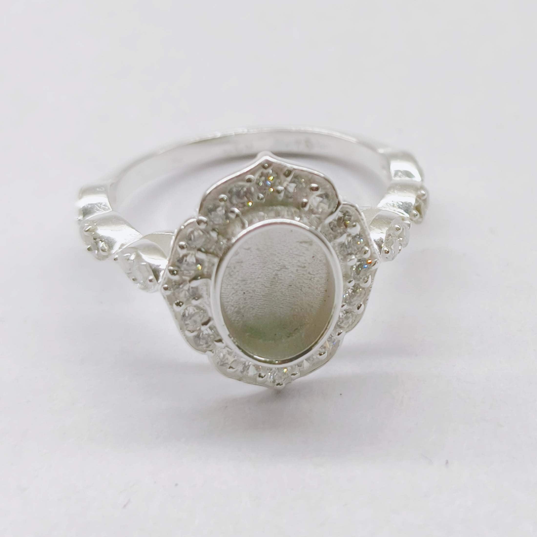 8x6mm CZ Oval 925 Sterling Silver CZ Band Ring Setting, For Pear Shape With Oval CZ Crystals, Blank Ring Setting, Bezel Ring Setting Cup