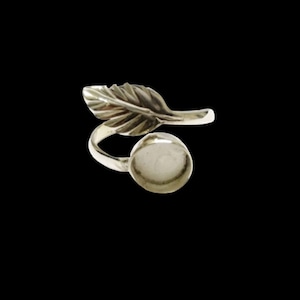 925 Silver Leaf Round Ring blank, 3mm-30mm Round Cabochon, Cab Resin Glue Pad Breast Milk, DIY jewelry supply, build your ring, diy ring