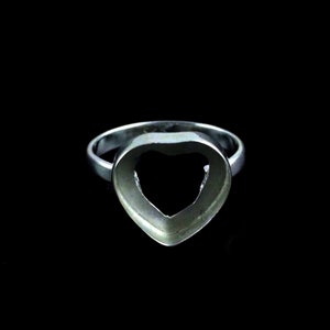 925 sterling silver Heart ring collet 3x3mm- 30x30mm Heart shape bezel cup blank ring making, jewelry supplies, Breast Milk ring