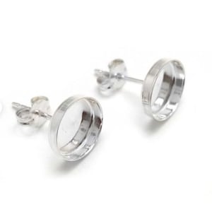 925 Sterling Silver Round Shape Studs Blank Bezel Setting, 3MM To 25MM, Blank Earring Base, Back Side Close, Earring Bezel Setting.